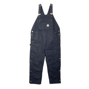 Carhartt Insulated Bib Overalls Men's XL Short Loose Fit Quilted Work 104031-BLK